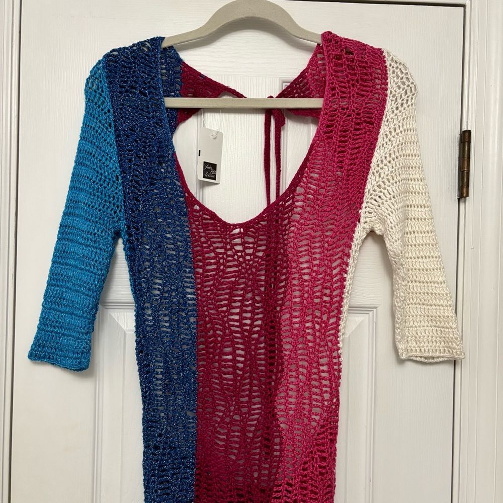 Alejandra Alonso Rojas Backless Crochet Knit Maxi Dress Resortwear NWT S - Picture 4 of 8